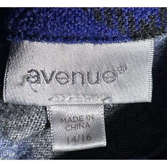 Avenue Plaid Roll Tab Sleeve Blue & Black 14/16 Top - Picture 6 of 7